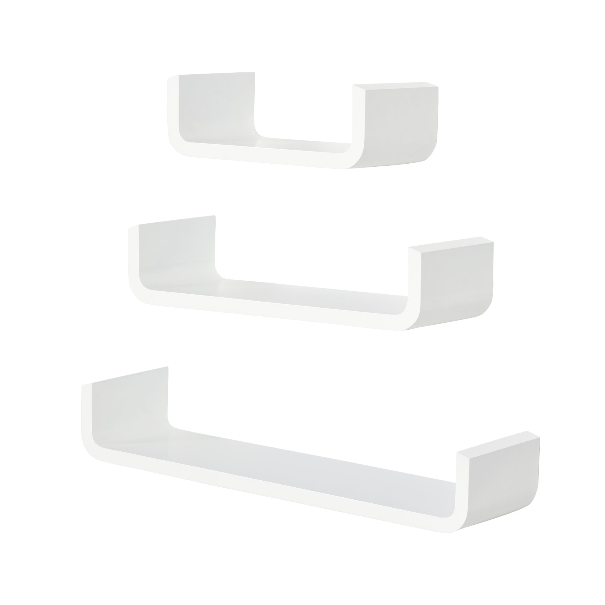 Set of 3 Floating Shelves 60/45/30x15x10 cm Wall Shelves Wood Book Storage Photo Display Decor for Living Room Hallway Bedroom White