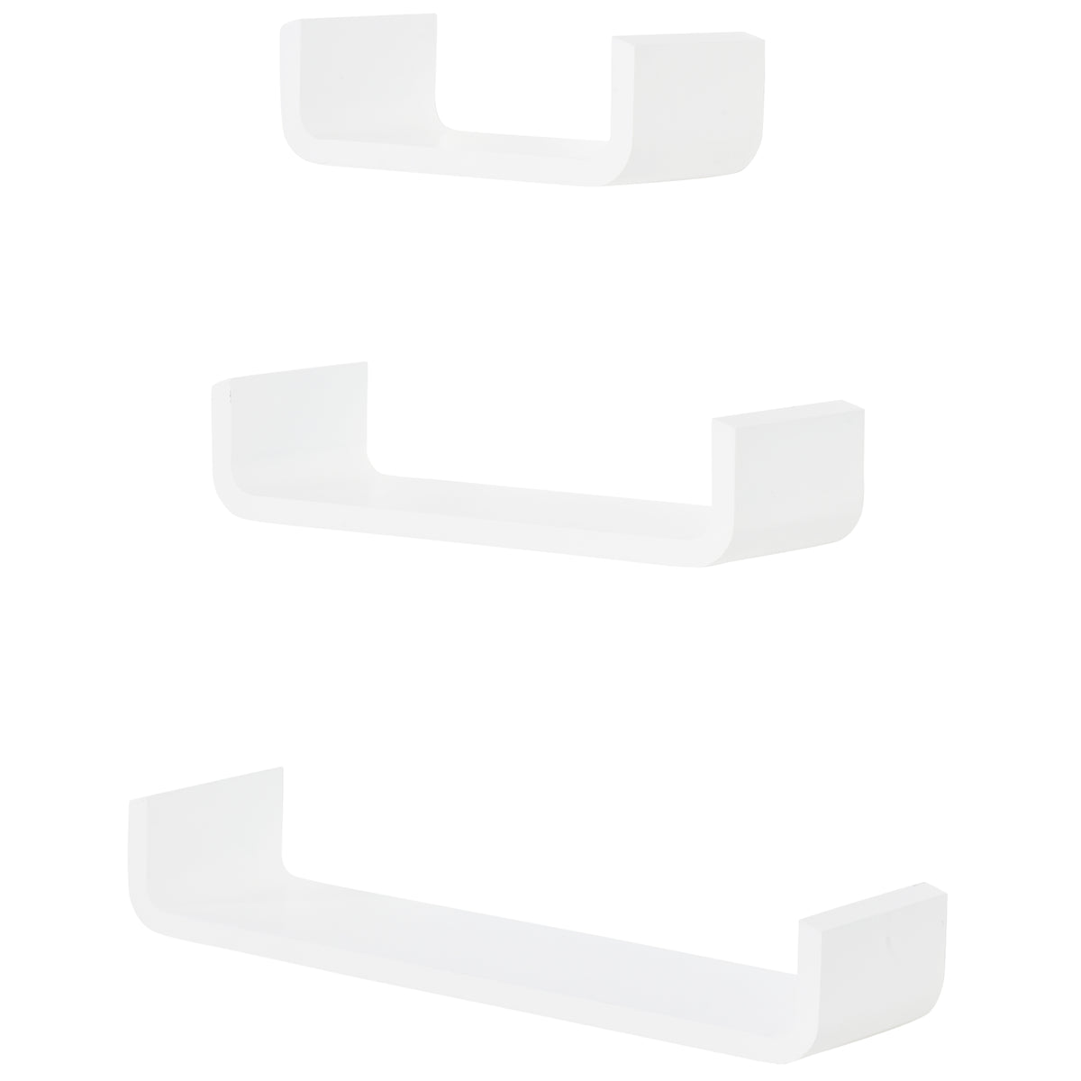 HOMCOM Set aus 3 Wandregalen 60/45/30x15x10 cm - Holzregale für Bücher, Fotodisplay und Dekoration im Wohnzimmer, Flur und Schlafzimmer - Weiß