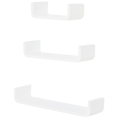 Set of 3 Floating Shelves 60/45/30x15x10 cm Wall Shelves Wood Book Storage Photo Display Decor for Living Room Hallway Bedroom White