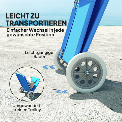 2-Piece Folding Sun Lounger Beach Chairs with Adjustable Backrest Head Pillow Canopy Wheels Light Portable Beach Mat Lounge Chair Outdoor Lounger for Garden, Pool 148 x 62cm