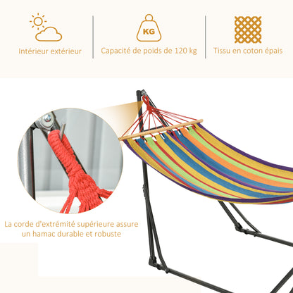 Foldable garden hammock clothesline with curved metal stand epoxy metal hammock stand 1 place max. load 120 kg dim. 270L x 100W x 94Hcm