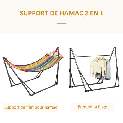 Foldable garden hammock clothesline with curved metal stand epoxy metal hammock stand 1 place max. load 120 kg dim. 270L x 100W x 94Hcm