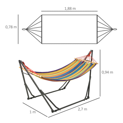 Foldable garden hammock clothesline with curved metal stand epoxy metal hammock stand 1 place max. load 120 kg dim. 270L x 100W x 94Hcm