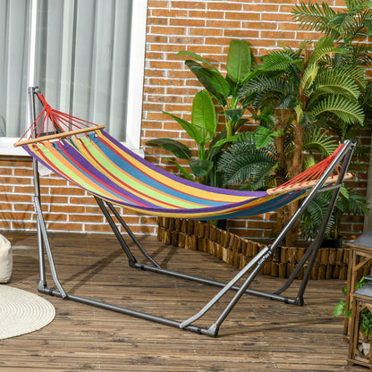 Foldable garden hammock clothesline with curved metal stand epoxy metal hammock stand 1 place max. load 120 kg dim. 270L x 100W x 94Hcm