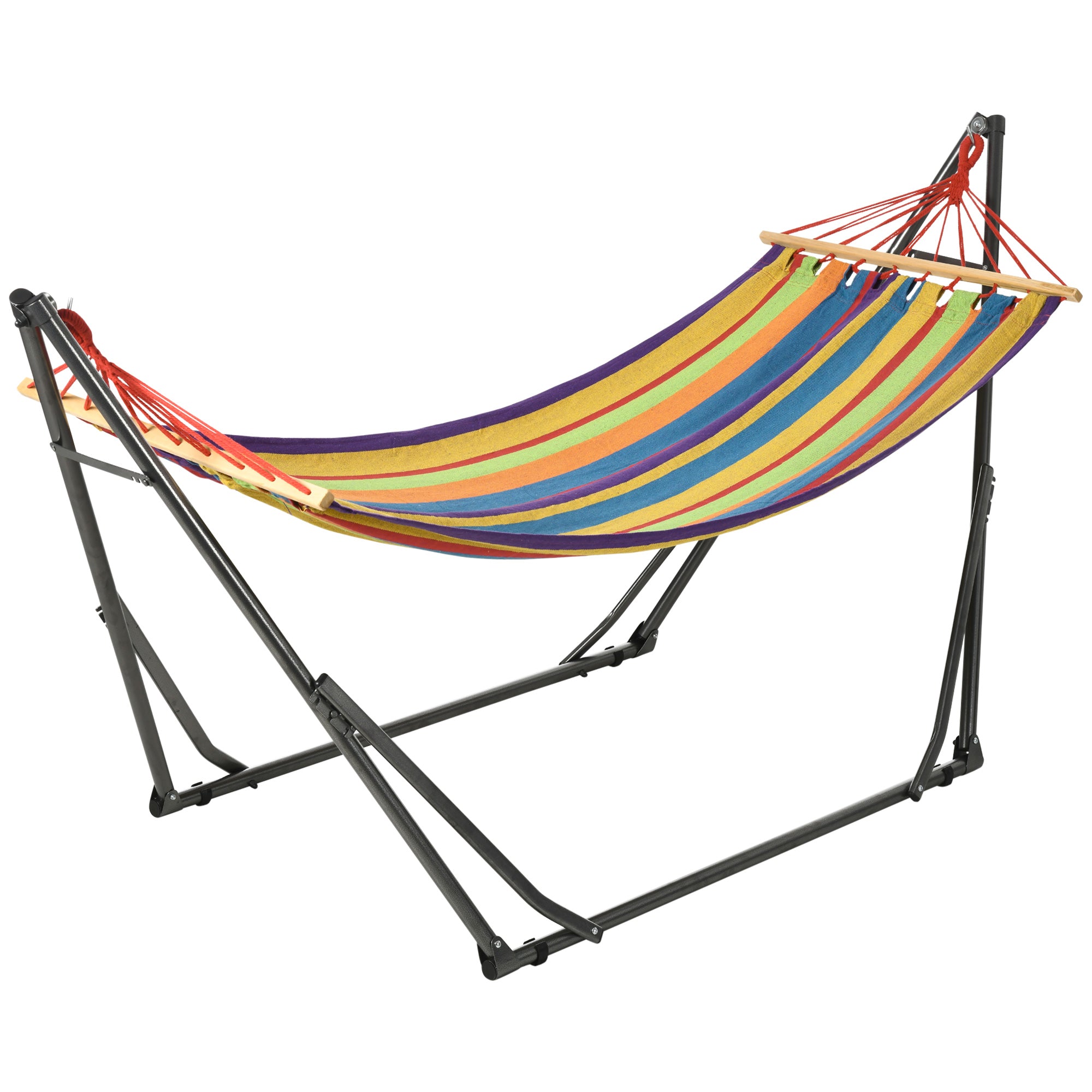Foldable garden hammock clothesline with curved metal stand epoxy metal hammock stand 1 place max. load 120 kg dim. 270L x 100W x 94Hcm