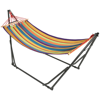 Foldable garden hammock clothesline with curved metal stand epoxy metal hammock stand 1 place max. load 120 kg dim. 270L x 100W x 94Hcm