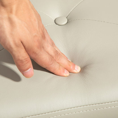 Bedroom Storage Ottoman 33L Upholstered PU Storage Bench with Wooden Legs for Hallway Living Room 60x38x40 cm Light Grey