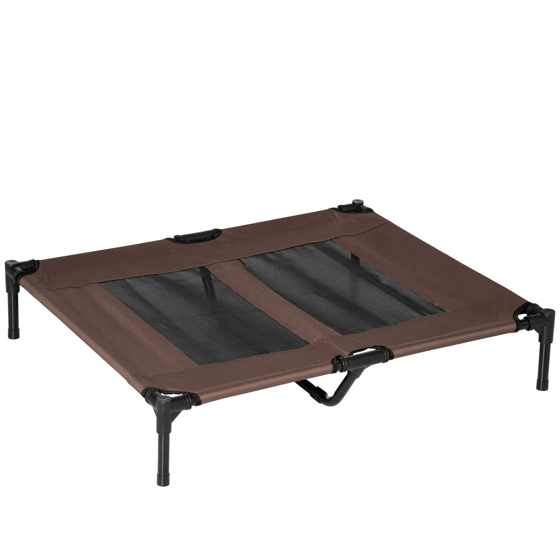 Dog Lounger Outdoor, Cooling Pet Bed for Large Dogs, Elevated Dog Bed Sleeping Place with Robust Metal Frame, Breathable Mesh for Garden Outdoor, 92 x 76 x 18 cm, Coffee-Brown