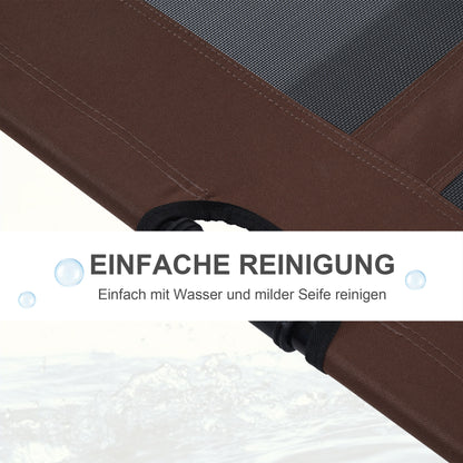 Dog Lounger Outdoor, Cooling Pet Bed for Large Dogs, Elevated Dog Bed Sleeping Place with Robust Metal Frame, Breathable Mesh for Garden Outdoor, 92 x 76 x 18 cm, Coffee-Brown