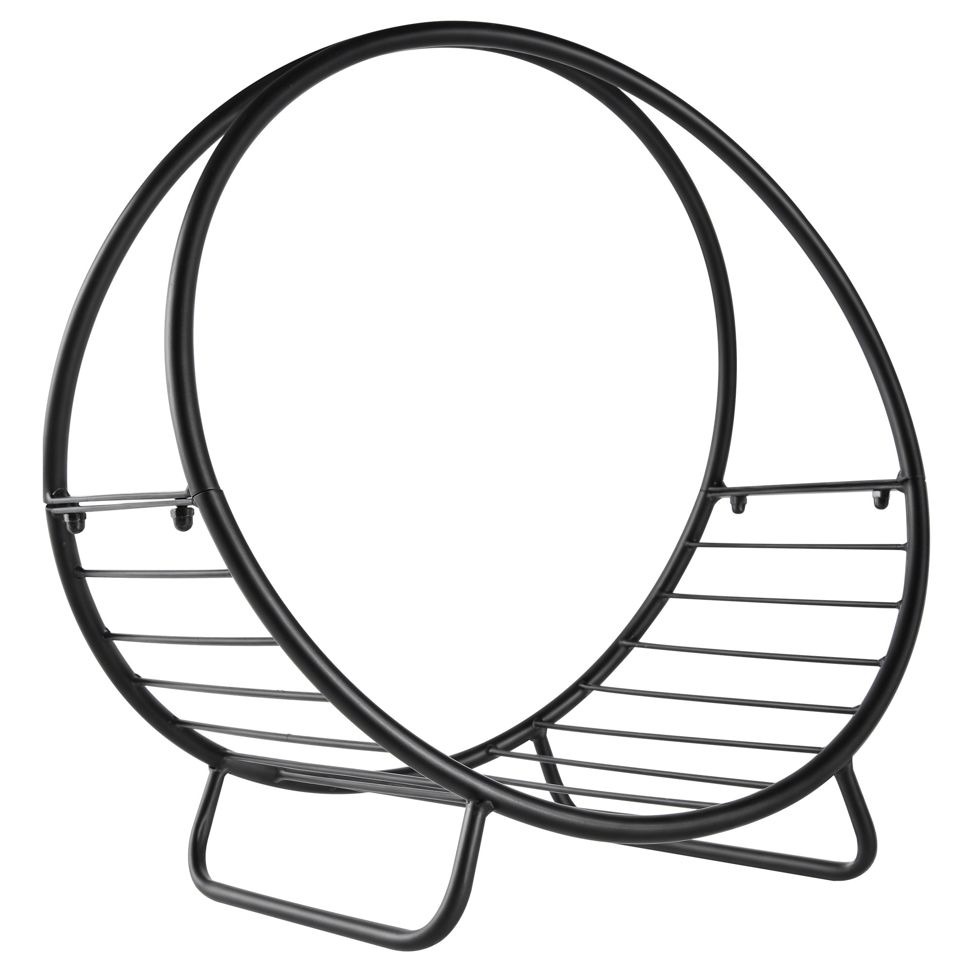Metal Indoor and Outdoor Log Holder for Fireplace, Basket Shape Wood Holder for Indoor, 45x29.5x47cm, Black