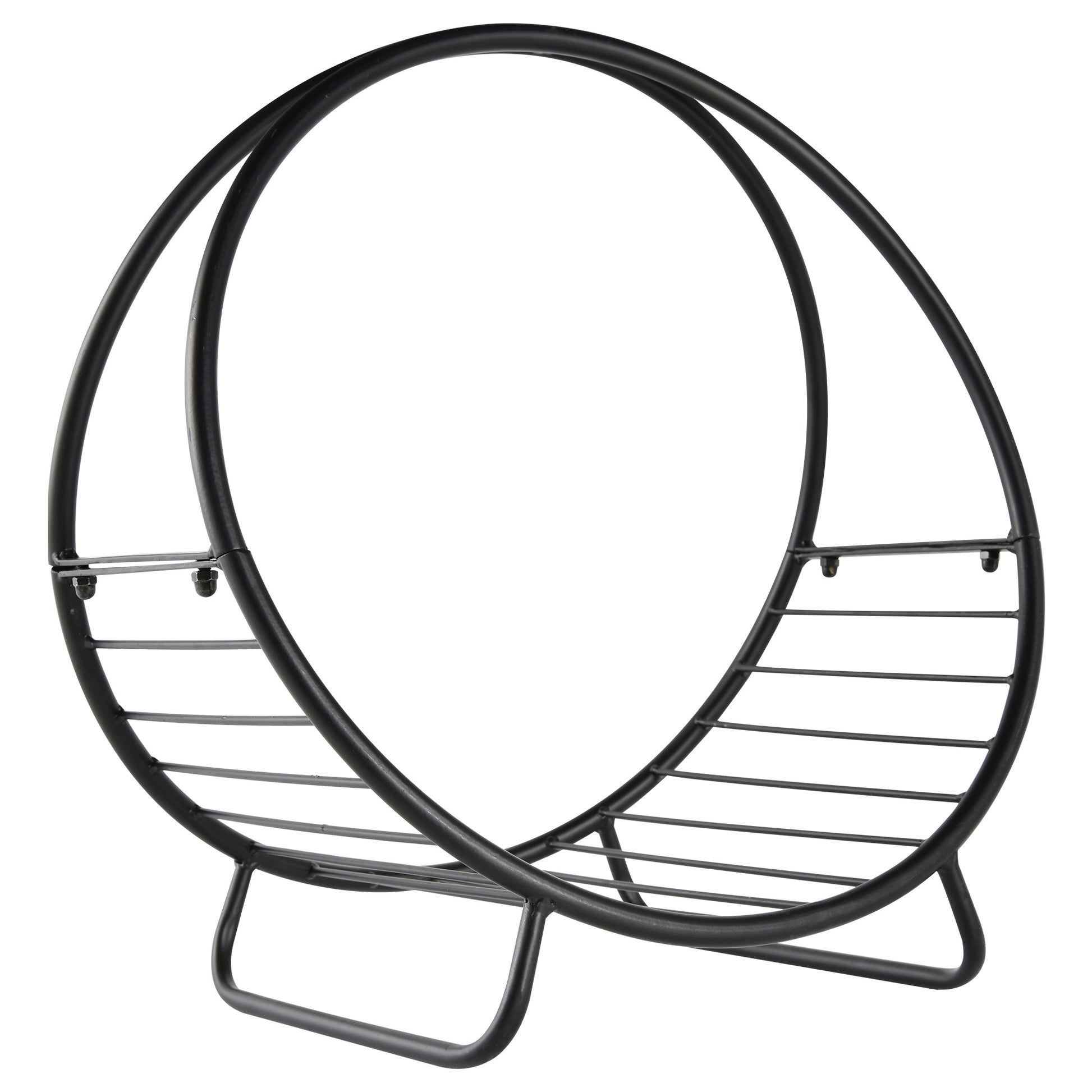 Metal Indoor and Outdoor Log Holder for Fireplace, Basket Shape Wood Holder for Indoor, 45x29.5x47cm, Black