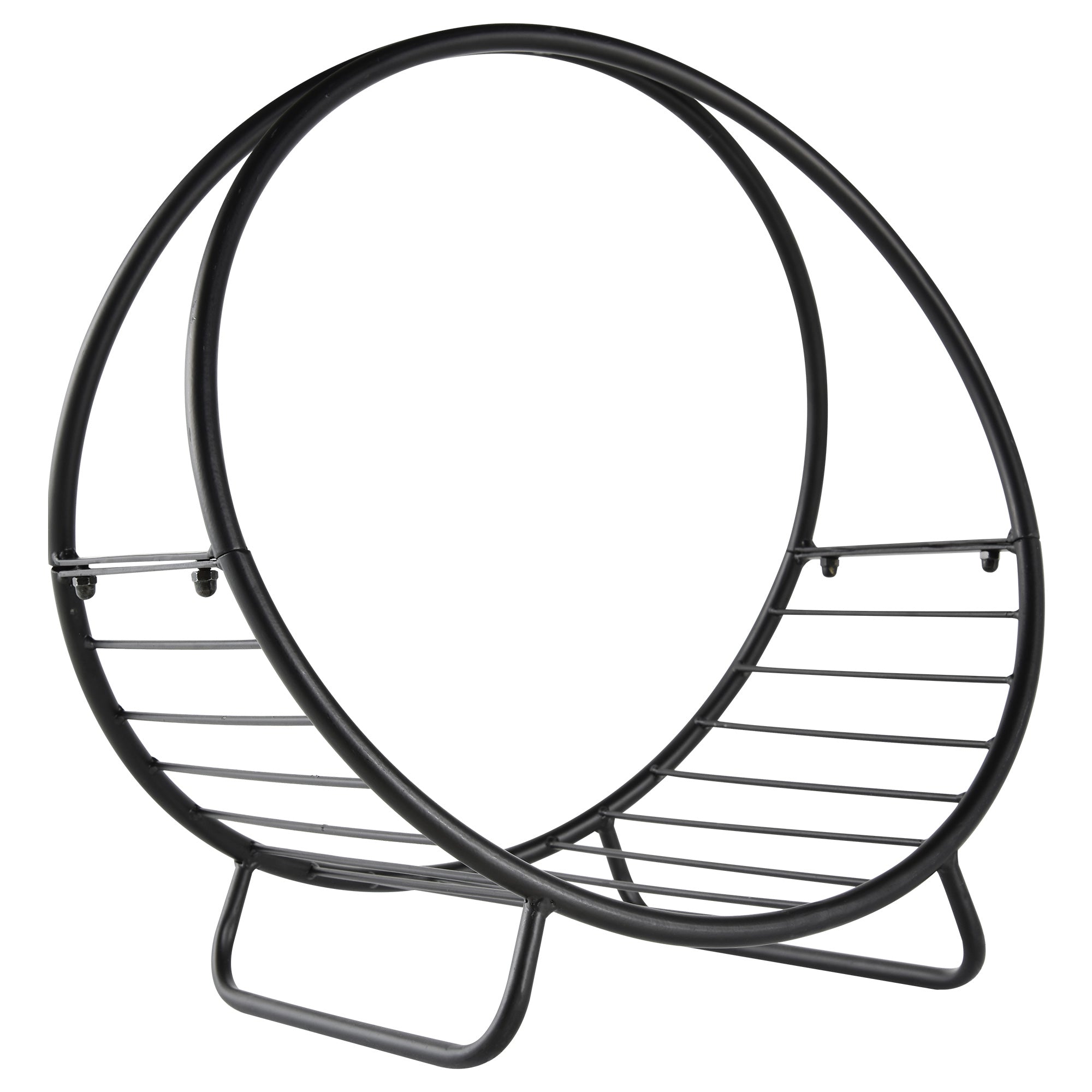 Metal Indoor and Outdoor Log Holder for Fireplace, Basket Shape Wood Holder for Indoor, 45x29.5x47cm, Black