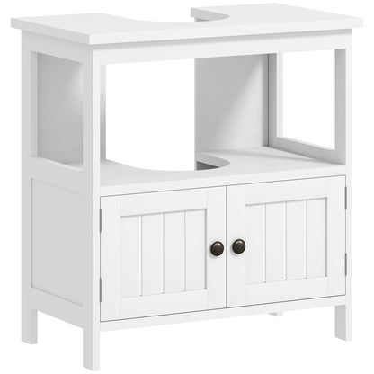 Under Sink Cabinet with 2 Doors and Open Shelf Modern Design Load Capacity 30 kg 60x30x60 cm White