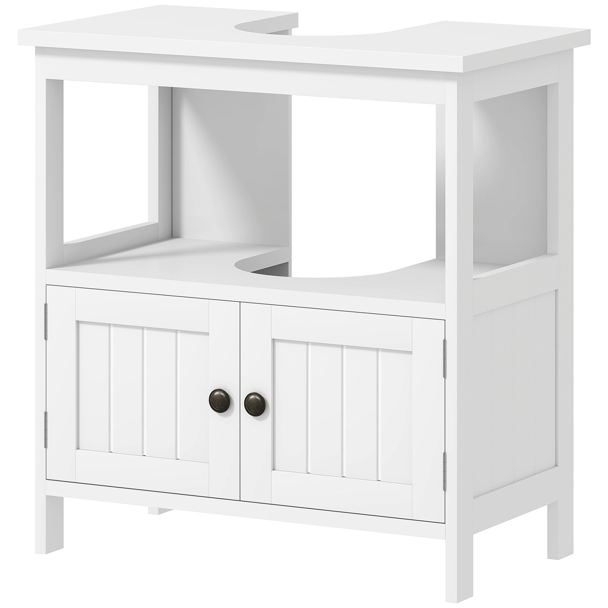 Under Sink Cabinet with 2 Doors and Open Shelf Modern Design Load Capacity 30 kg 60x30x60 cm White