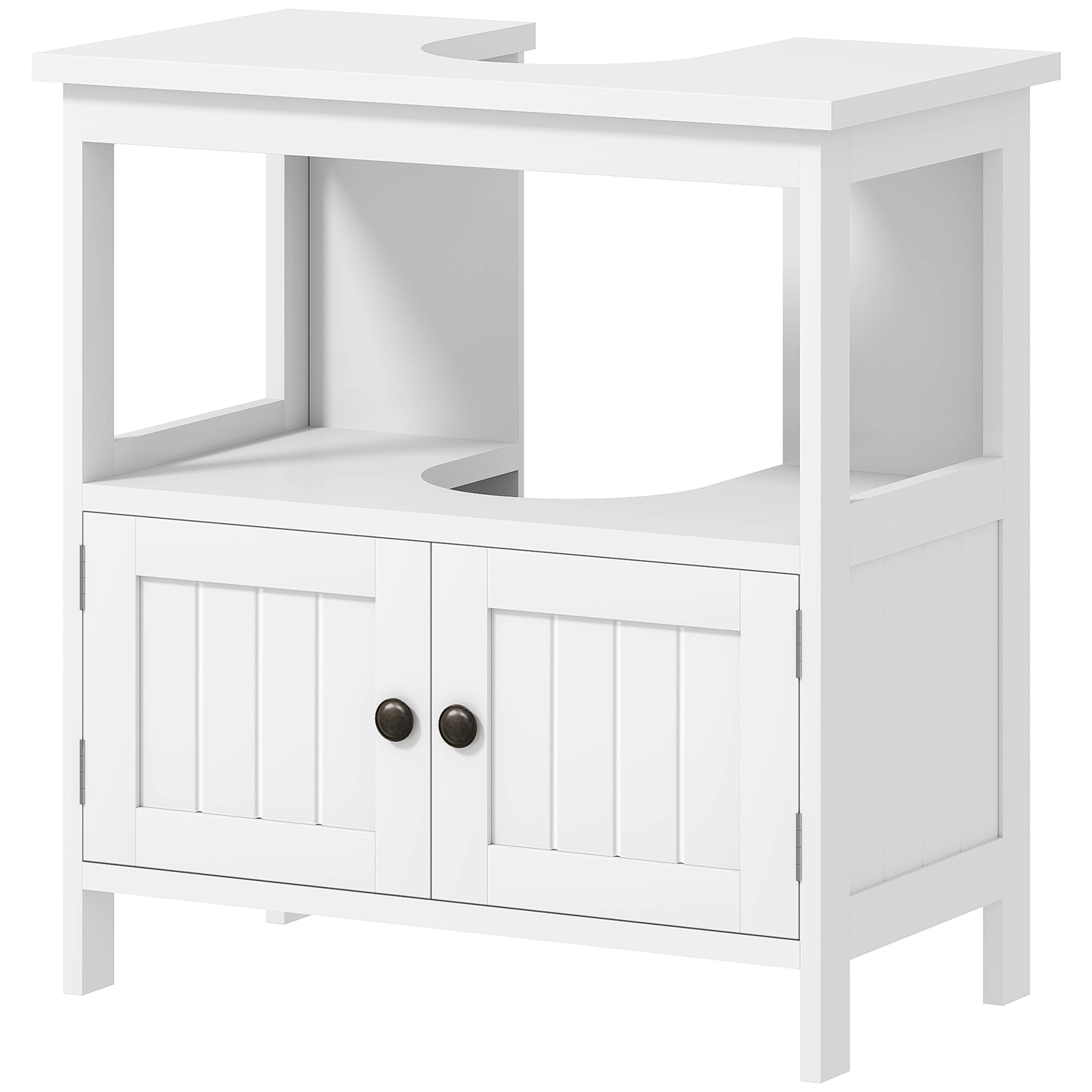 Under Sink Cabinet with 2 Doors and Open Shelf Modern Design Load Capacity 30 kg 60x30x60 cm White