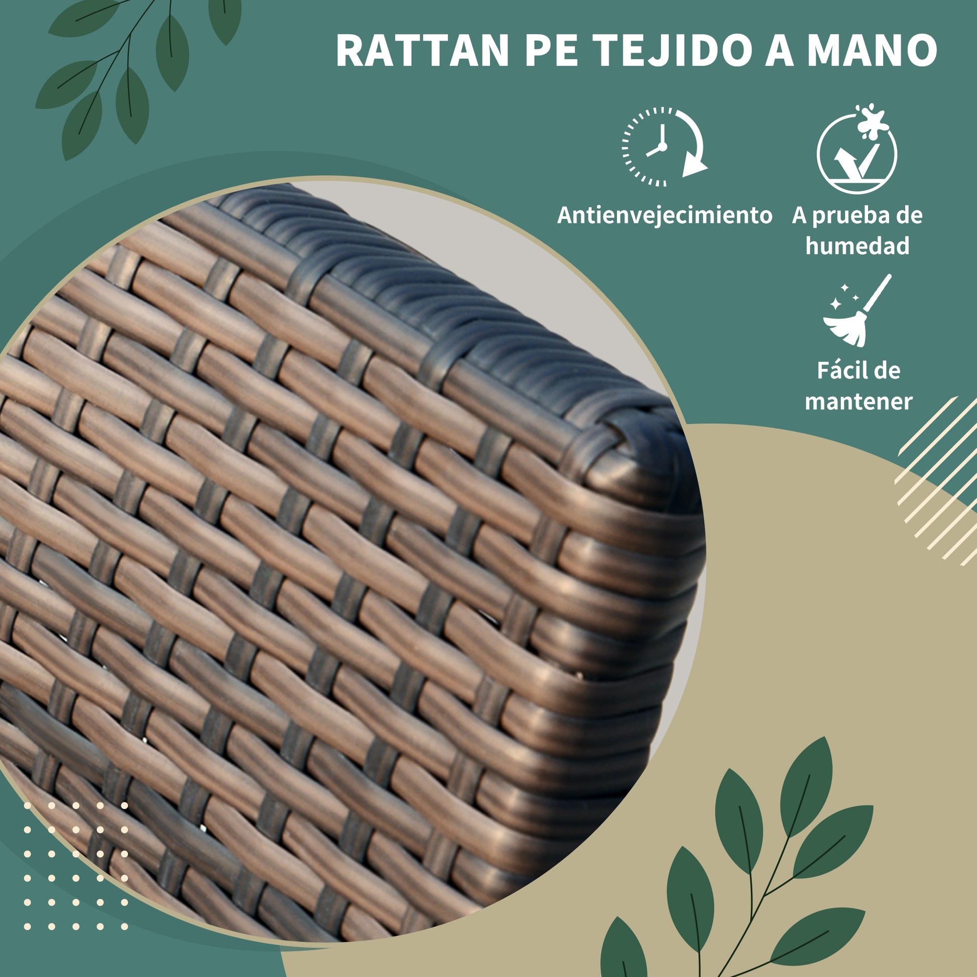 Folding Garden Furniture Set 7-Piece Rattan Garden Furniture Set Table and 6 Chairs for Outdoor Patio Terrace Steel Brown