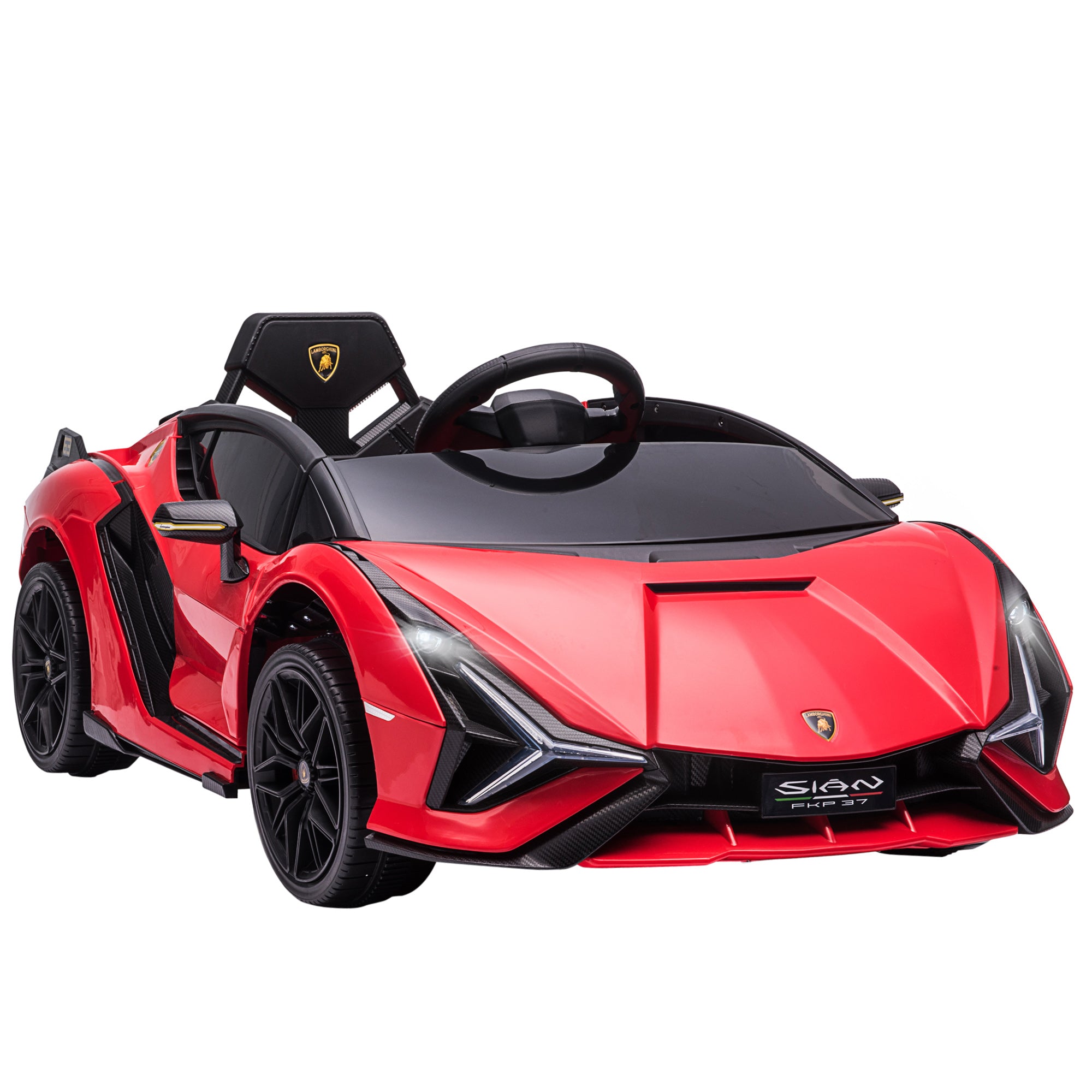 Kids Electric Car 12V 2 Modes Lamborghini SIAN SUV Toy Electric Vehicle with Remote Control Music (MP3/USB) Light Ages 3-5 Metal Red 108 x 62 x 40 cm