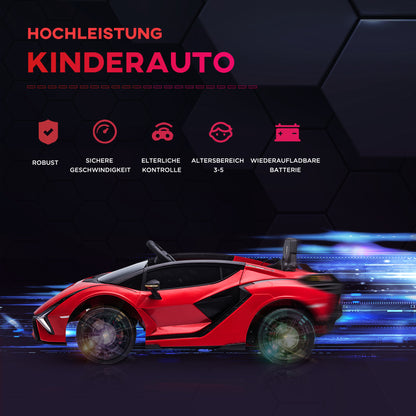 Kids Electric Car 12V 2 Modes Lamborghini SIAN SUV Toy Electric Vehicle with Remote Control Music (MP3/USB) Light Ages 3-5 Metal Red 108 x 62 x 40 cm