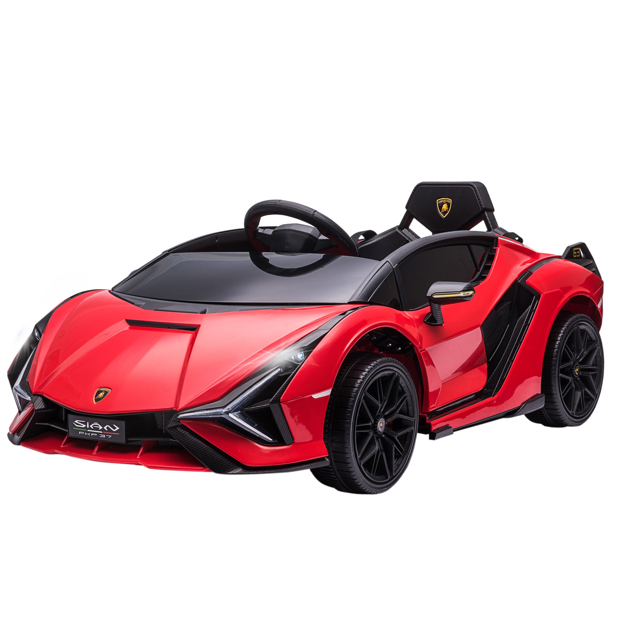 Kids Electric Car 12V 2 Modes Lamborghini SIAN SUV Toy Electric Vehicle with Remote Control Music (MP3/USB) Light Ages 3-5 Metal Red 108 x 62 x 40 cm