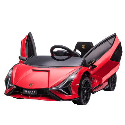 Kids Electric Car 12V 2 Modes Lamborghini SIAN SUV Toy Electric Vehicle with Remote Control Music (MP3/USB) Light Ages 3-5 Metal Red 108 x 62 x 40 cm