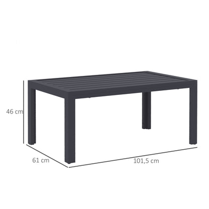 Rectangular Steel Balcony Coffee Table – Weather-Resistant Outdoor/Patio Coffee Table, 101.5 x 61 x 46 cm (40" x 24" x 18"), Gray