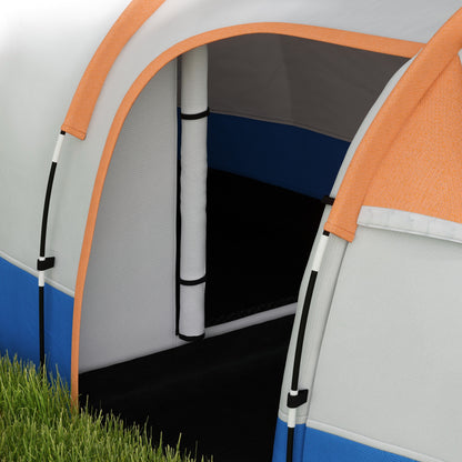 Camping Tent, Tunnel Tent for 3 Persons, with Light Hook, Vestibule, 2 Rooms, Windproof Family Tent with Carrying Bag, 2000mm Water Resistant Pop Up Tent for Camping, Garden, Orange