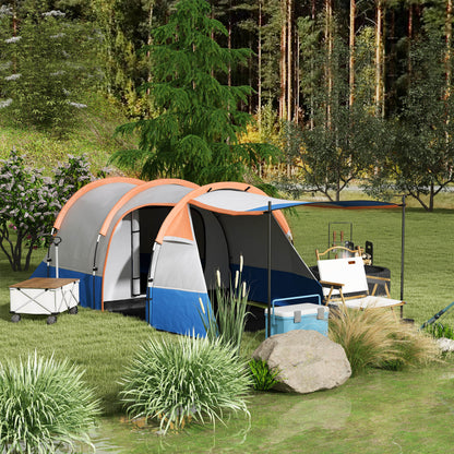 Camping Tent, Tunnel Tent for 3 Persons, with Light Hook, Vestibule, 2 Rooms, Windproof Family Tent with Carrying Bag, 2000mm Water Resistant Pop Up Tent for Camping, Garden, Orange