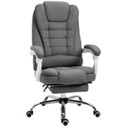 Office Chair Ergonomic Desk Chair with Armrest, Footrest, Height Adjustable Swivel Chair with Linen Look, Padded Computer Chair, Gray