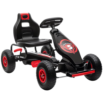 Go-Kart, Children's Vehicle with Adjustable Seat, Pedal Go-Cart with Rubber Tires, Pedal and Hand Brake, Kettcar for 5-12 Years Old Children, Outdoor, Red