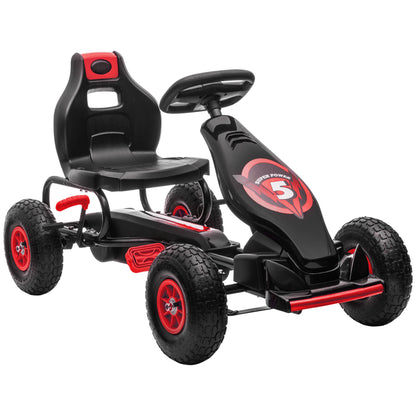 Go-Kart, Children's Vehicle with Adjustable Seat, Pedal Go-Cart with Rubber Tires, Pedal and Hand Brake, Kettcar for 5-12 Years Old Children, Outdoor, Red