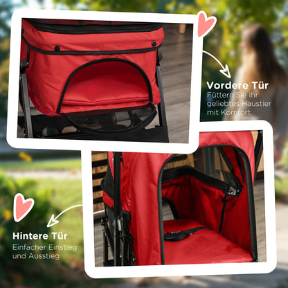 Dog Stroller Pet Wagon Buggy for Small Dogs and Cats Pet Stroller Cat Buggy Oxford Red 76.5 x 52 x 95 cm