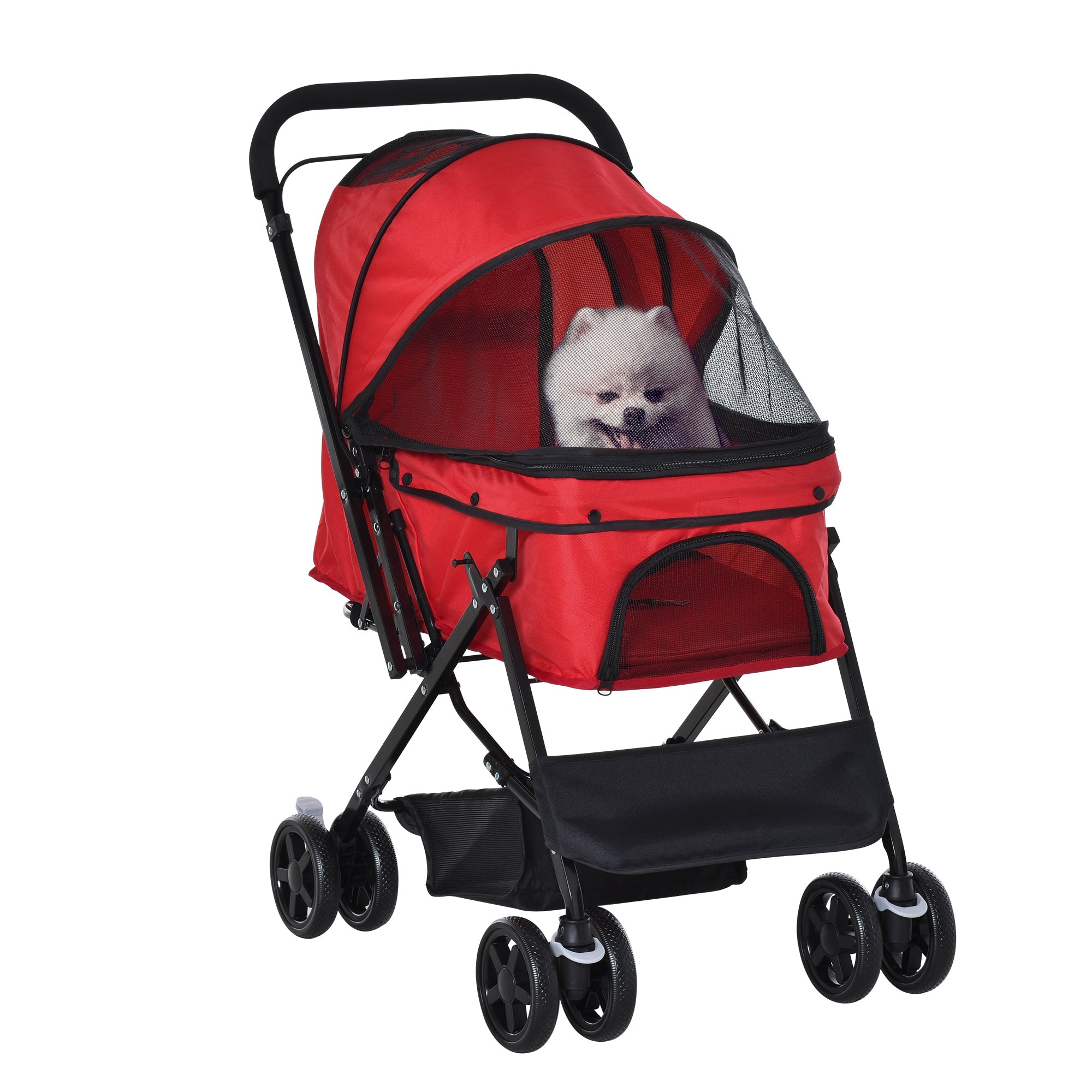 Dog Stroller Pet Wagon Buggy for Small Dogs and Cats Pet Stroller Cat Buggy Oxford Red 76.5 x 52 x 95 cm