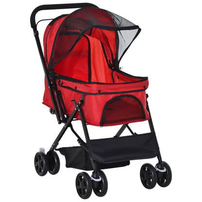 Dog Stroller Pet Wagon Buggy for Small Dogs and Cats Pet Stroller Cat Buggy Oxford Red 76.5 x 52 x 95 cm