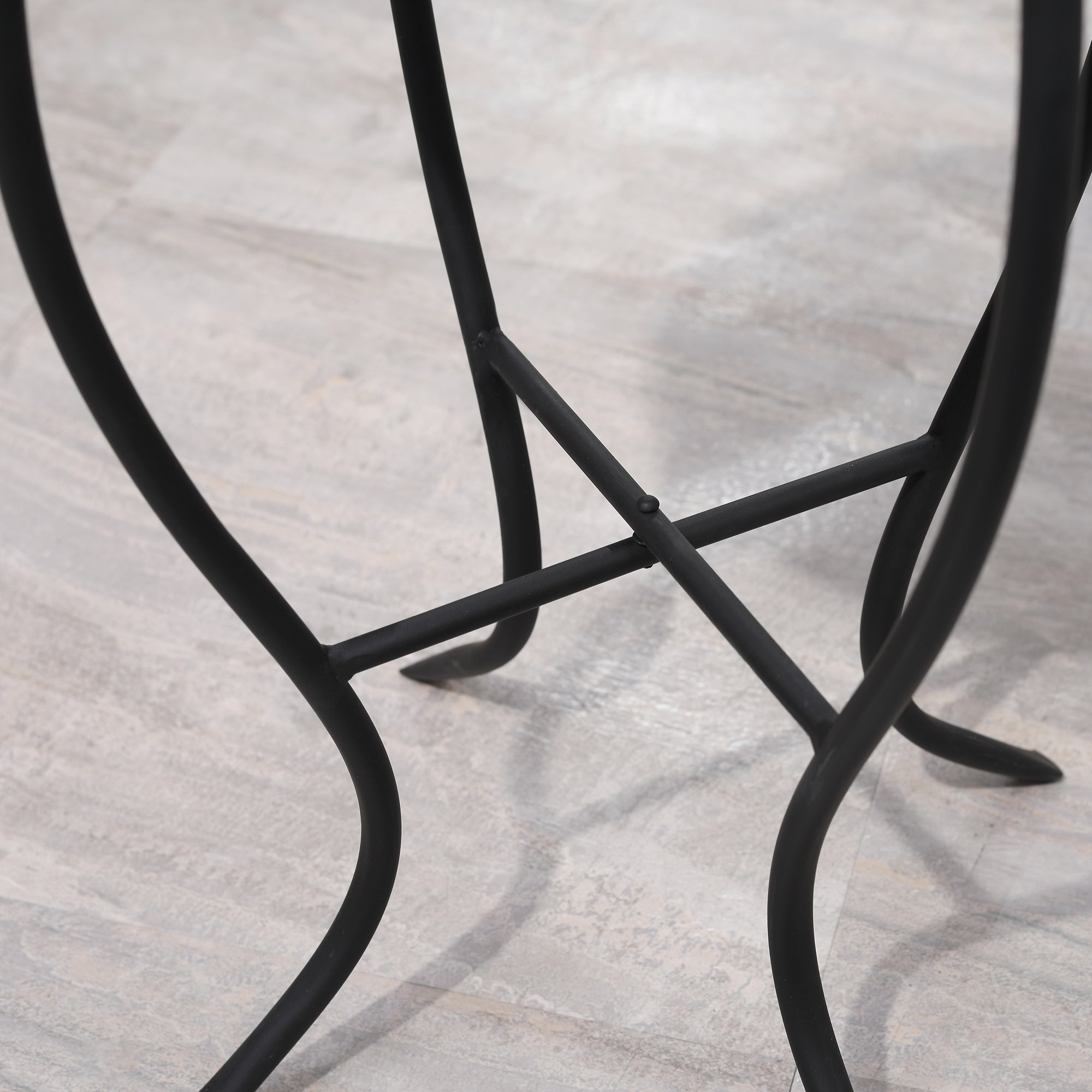 Round Garden Table in Metal with Mosaic Tabletop, 35.5x35.5x53.5cm, Multicolor