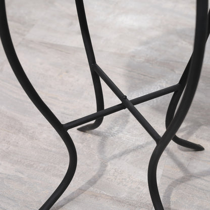 Round Garden Table in Metal with Mosaic Tabletop, 35.5x35.5x53.5cm, Multicolor