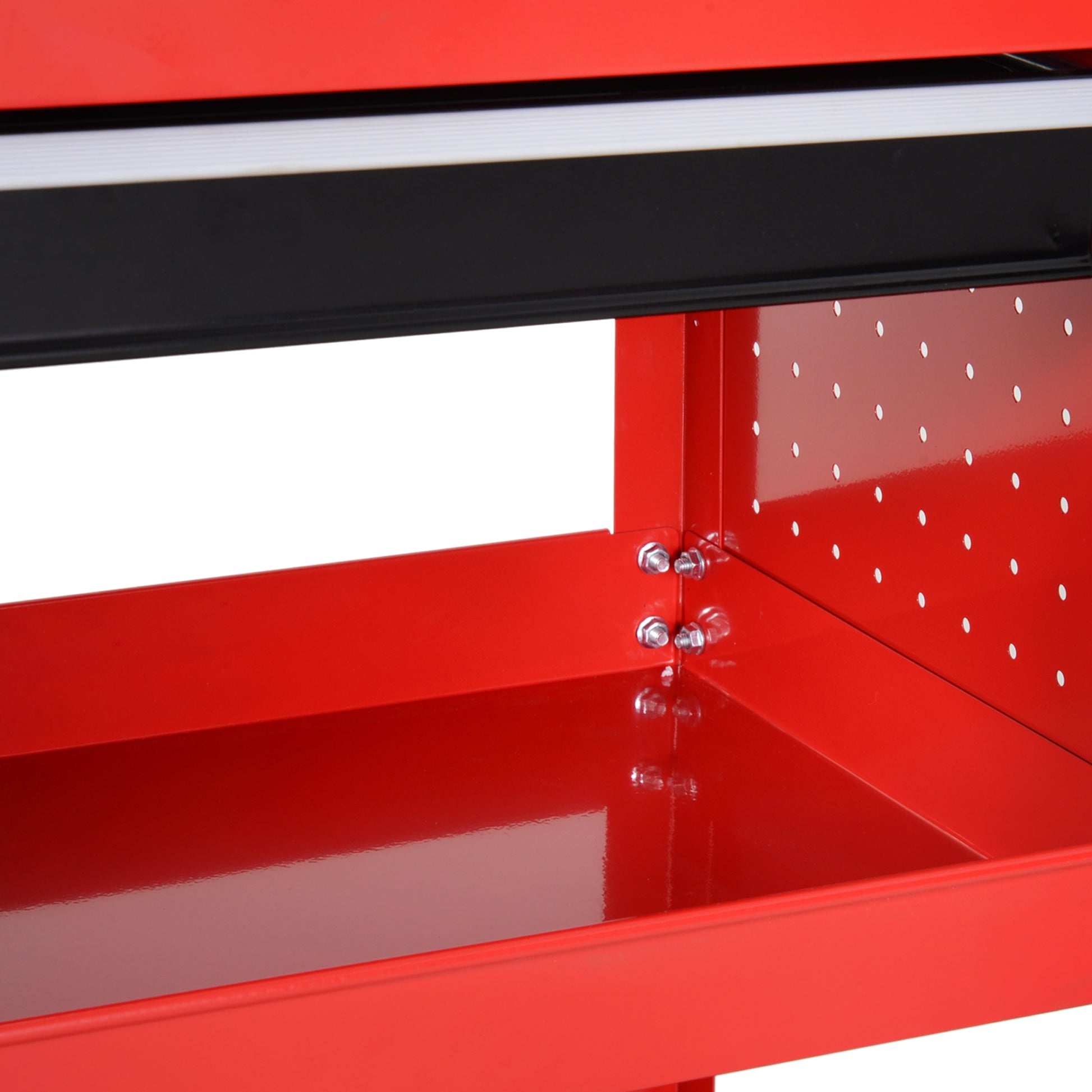 Workshop Tool Cart, Tool Cart with 3 Levels, Trolley with Drawer, Assembly Cart for Garage, Warehouse, max. 60 kg Load, Red
