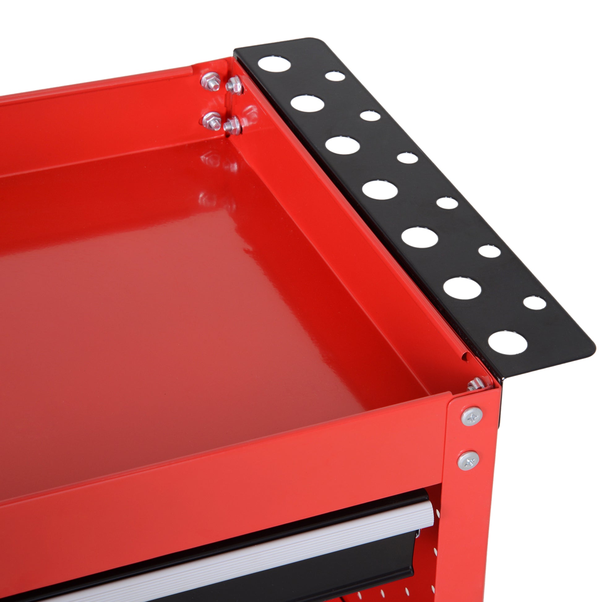 Workshop Tool Cart, Tool Cart with 3 Levels, Trolley with Drawer, Assembly Cart for Garage, Warehouse, max. 60 kg Load, Red