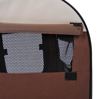Dog Box Foldable Pet Transport Backpack with Cushion Travel Bag Waterproof Oxford Fabric Coffee 46 x 36 x 41 cm