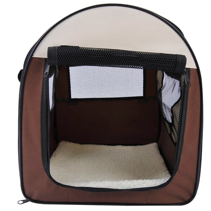 Dog Box Foldable Pet Transport Backpack with Cushion Travel Bag Waterproof Oxford Fabric Coffee 46 x 36 x 41 cm