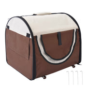 Dog Box Foldable Pet Transport Backpack with Cushion Travel Bag Waterproof Oxford Fabric Coffee 46 x 36 x 41 cm