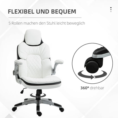 Ergonomic Office Chair with Folding Armrests, Height Adjustable Desk Chair with Tilt Function, Thickly Padded Chair with Adjustable Armrest 69 x 67 x 113-121 cm