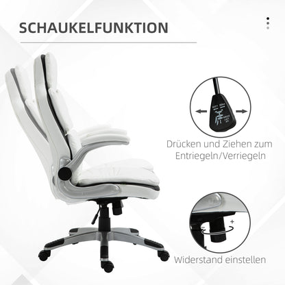 Ergonomic Office Chair with Folding Armrests, Height Adjustable Desk Chair with Tilt Function, Thickly Padded Chair with Adjustable Armrest 69 x 67 x 113-121 cm
