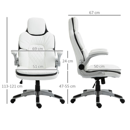 Ergonomic Office Chair with Folding Armrests, Height Adjustable Desk Chair with Tilt Function, Thickly Padded Chair with Adjustable Armrest 69 x 67 x 113-121 cm