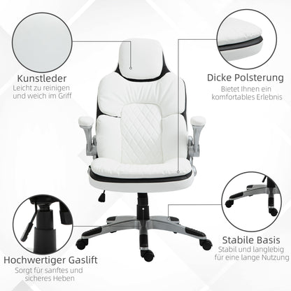 Ergonomic Office Chair with Folding Armrests, Height Adjustable Desk Chair with Tilt Function, Thickly Padded Chair with Adjustable Armrest 69 x 67 x 113-121 cm