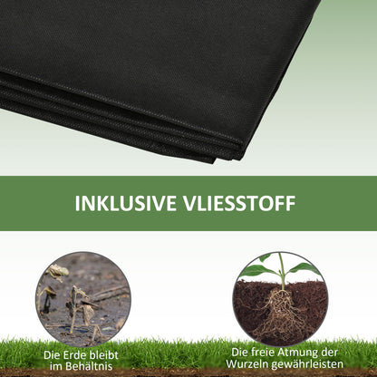 Planter Box, Planting Box with 2 Planting Areas, Vegetable Bed for Vegetables, Herbs in the Garden, Terrace, and Balcony, Wood, Natural, 244 x 61.5 x 27 cm