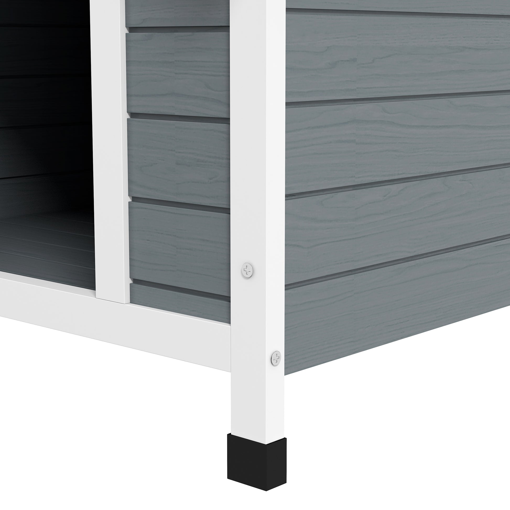 Outdoor Wooden Dog House, Dog Kennel with Removable Floor, Adjustable Height Plastic Feet, Outdoor Dog House for Medium-Sized Dogs, 84 x 99 x 87 cm, Gray