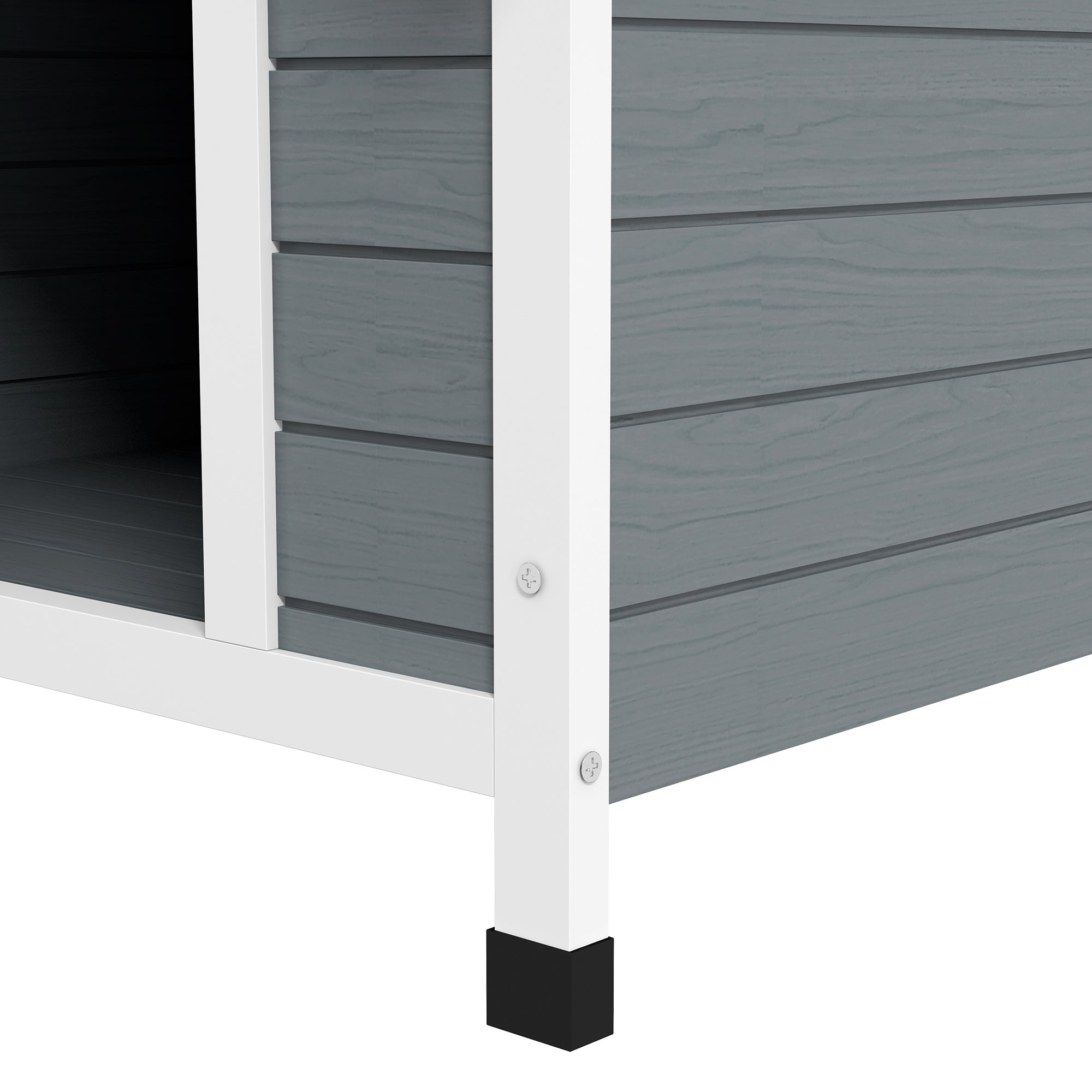 Outdoor Wooden Dog House, Dog Kennel with Removable Floor, Adjustable Height Plastic Feet, Outdoor Dog House for Medium-Sized Dogs, 84 x 99 x 87 cm, Gray
