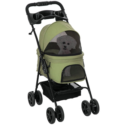 Pet Stroller Dog Buggy with Folding Function Pet Stroller for Small Dogs and Cats Pet Wagon Cat Buggy Oxford Dark Green 67 x 45 x 96 cm