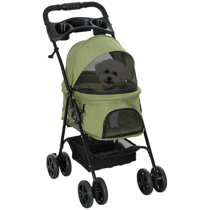 Pet Stroller Dog Buggy with Folding Function Pet Stroller for Small Dogs and Cats Pet Wagon Cat Buggy Oxford Dark Green 67 x 45 x 96 cm