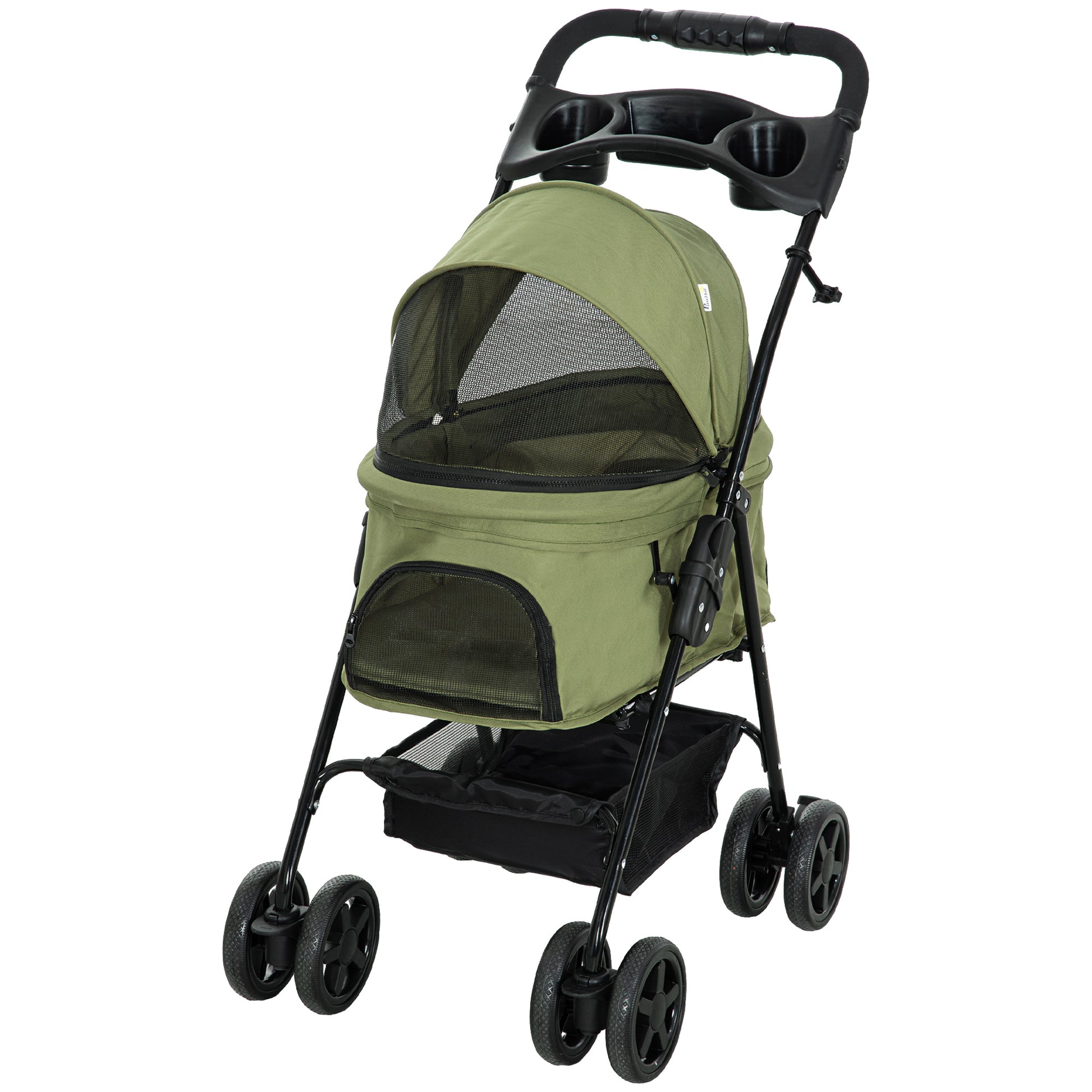 Pet Stroller Dog Buggy with Folding Function Pet Stroller for Small Dogs and Cats Pet Wagon Cat Buggy Oxford Dark Green 67 x 45 x 96 cm